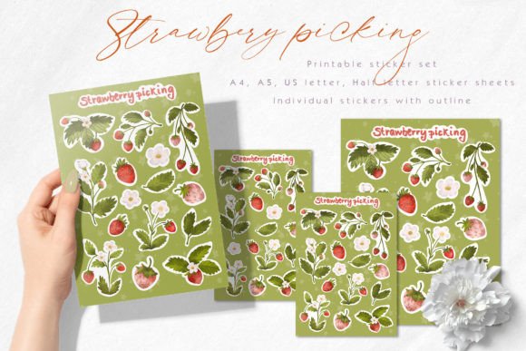 Download Wild Strawberry Printable Sticker Set - Strawberry Collection