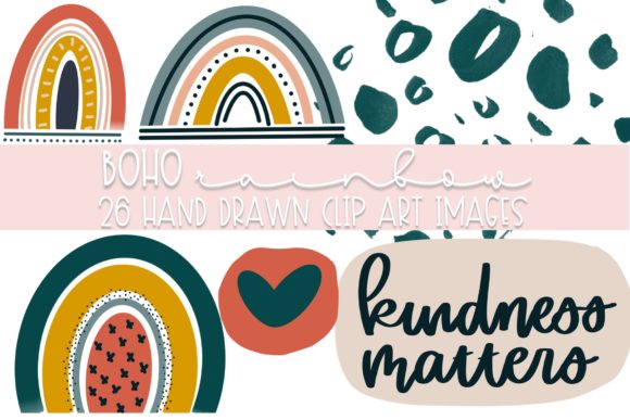 Download Boho Rainbows Clip Art - Boho rainbow Collection