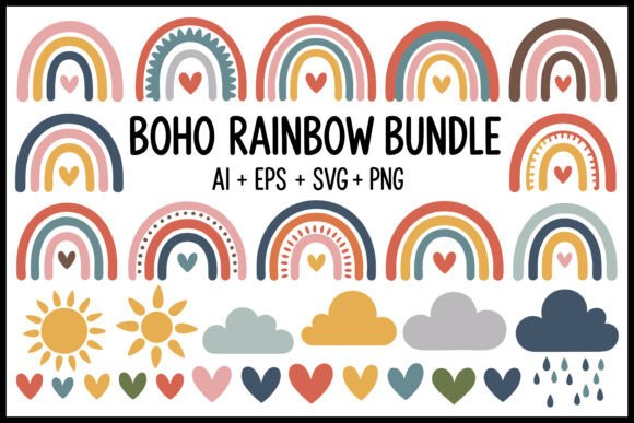 Download Boho Rainbow Clipart Bundle - Boho rainbow Collection