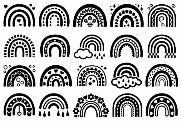Download Black and White Boho Rainbows - Boho rainbow Collection