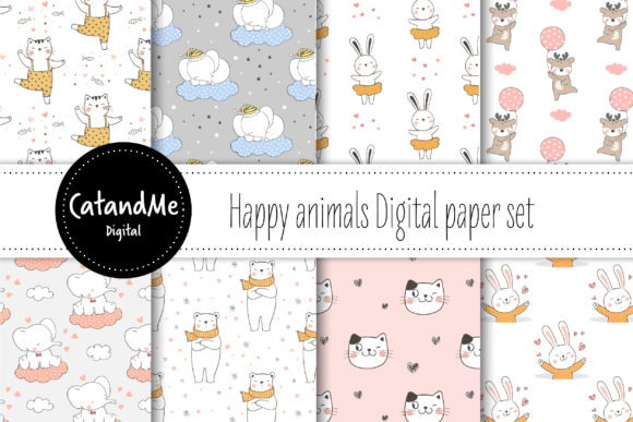 Download Happy Animal Digital Paper Set - Happy Collection