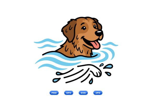 Download Happy Swimming Dog Illustration - Happy Collection