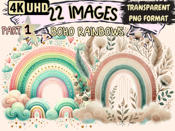 Download Boho Rainbows Clipart P1 - Boho rainbow Collection