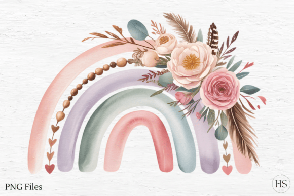 Download Floral Boho Rainbow PNG, Valentine PNG - Boho rainbow Collection