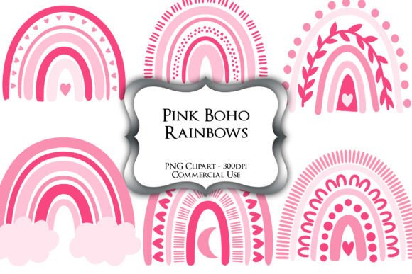 Download Pink Boho Rainbows PNG Clipart Graphics - Boho rainbow Collection