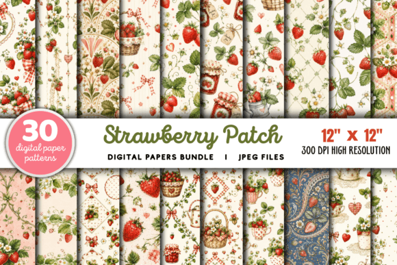 Download Strawberry Patch Summer Pattern Bundle - Strawberry Collection
