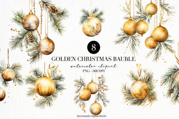 Download Golden Christmas Bulbs Ornament Clipart - Ornament clipart Collection