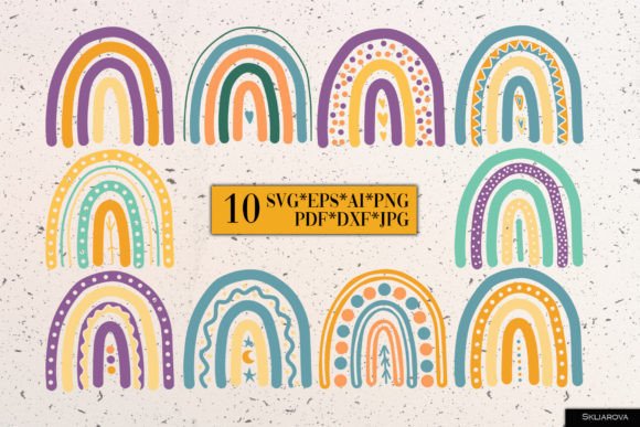 Download Bright Boho Rainbows SVG PNG EPS - Boho rainbow Collection