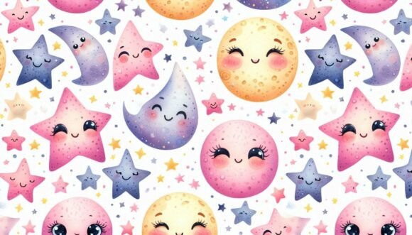 Download Smiling Stars Moon Print - Moon print Collection