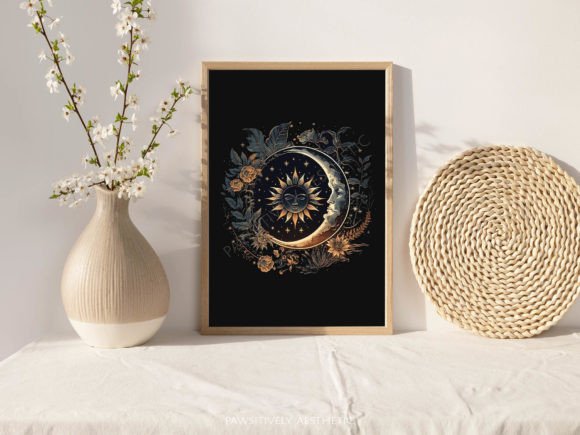Download Celestial Sun &amp; Moon Printable Wall Art - Moon print Collection