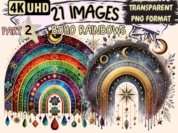 Download Boho Rainbows Clipart P2 - Boho rainbow Collection
